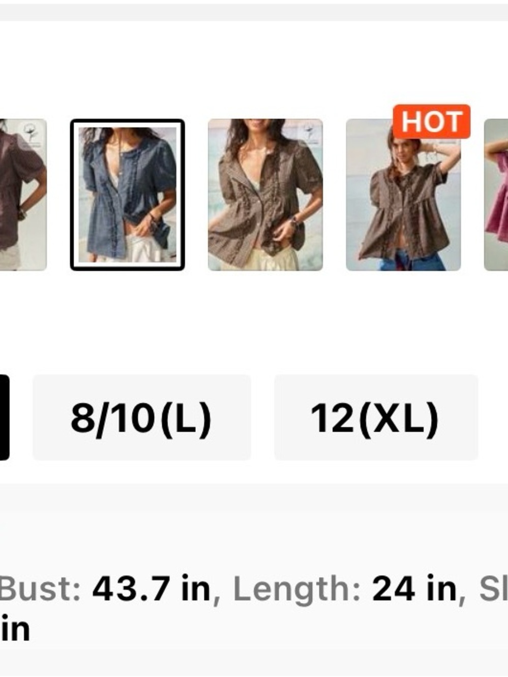 Blue Ruffle-Trim Button Front Women's Top - Picture 9 of 9